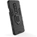Задняя накладка для OnePlus 8 Pro черная ПРОТИВОУДАРНАЯ с металлической пластиной и кольцом - Цифрус